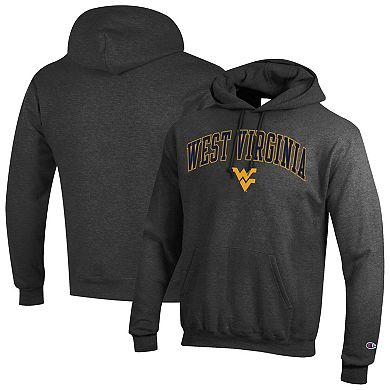 Men's Champion Heather Charcoal West Virginia Mountaineers Arched Logo Fleece Pullover Hoodie