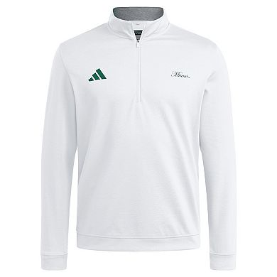 Men's adidas White Miami Hurricanes Elevated Quarter-Zip Jacket
