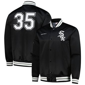 Men's Mitchell & Ness Frank Thomas Black Chicago White Sox Legends Collection Vintage Satin Full-Snap Jacket