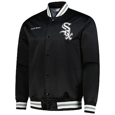 Men's Mitchell & Ness Frank Thomas Black Chicago White Sox Legends Collection Vintage Satin Full-Snap Jacket