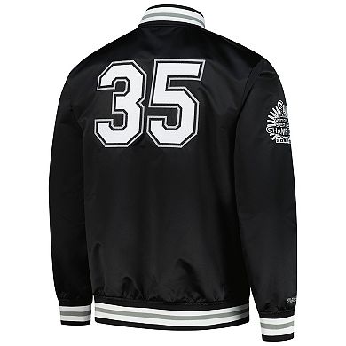 Men's Mitchell & Ness Frank Thomas Black Chicago White Sox Legends Collection Vintage Satin Full-Snap Jacket