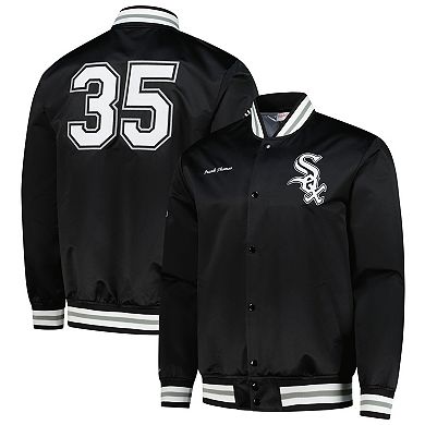 Men's Mitchell & Ness Frank Thomas Black Chicago White Sox Legends Collection Vintage Satin Full-Snap Jacket