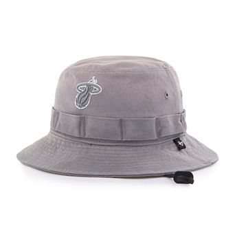 Men's '47 Charcoal Miami Heat Buxton Garment Washed Bucket Hat
