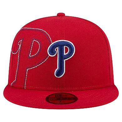 Men's New Era Red Philadelphia Phillies Yarn Stitch 59FIFTY Fitted Hat