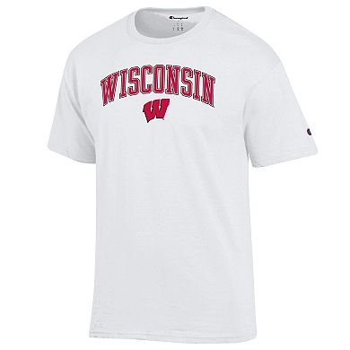 Men's Champion White Wisconsin Badgers Arched Logo T-Shirt