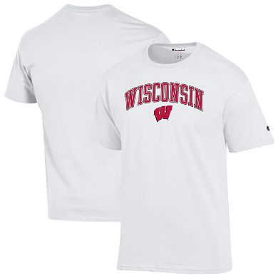 Men's Champion White Wisconsin Badgers Arched Logo T-Shirt
