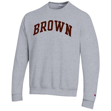 Men's Champion Heather Gray Brown Bears Basic Arch Fleece Pullover Sweatshirt