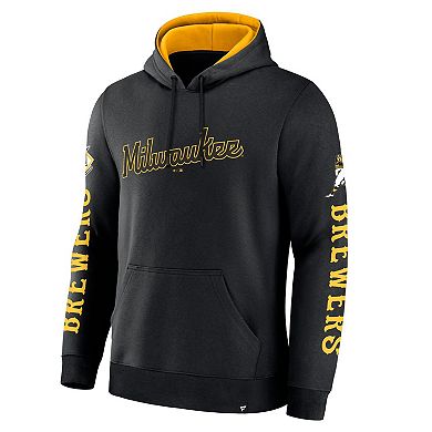 Men's Fanatics Black Milwaukee Brewers Big City Legacy Fleece Pullover Hoodie