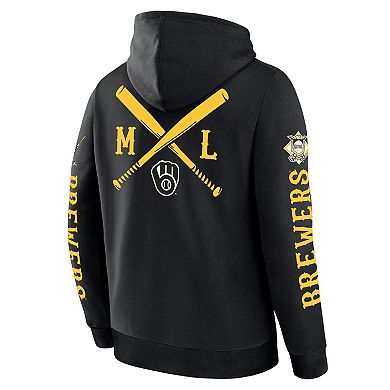 Men's Fanatics Black Milwaukee Brewers Big City Legacy Fleece Pullover Hoodie
