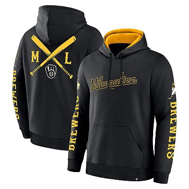 Men's Fanatics Black Milwaukee Brewers Big City Legacy Fleece Pullover Hoodie