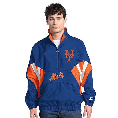 Men's Starter Royal New York Mets Cooperstown Chief Half-Zip Pullover