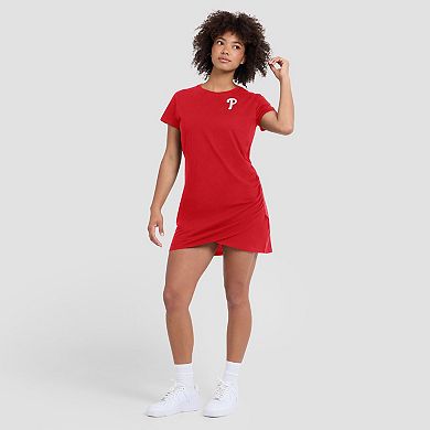 Women's Fanatics Red Philadelphia Phillies Ruched Drape T-Shirt Dress