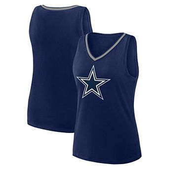 Women's Navy Dallas Cowboys Plus Size Stellar Win V-Neck Tank Top
