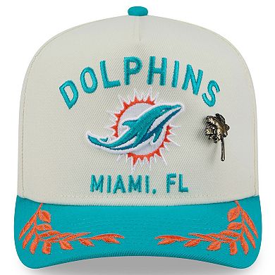 Men's New Era Cream/Aqua Miami Dolphins 2025 NFL Draft A-Frame 59FIFTY Fitted Hat