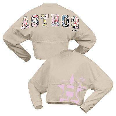 Women's Fanatics Cream Houston Astros Floral Preppy Cropped Long
