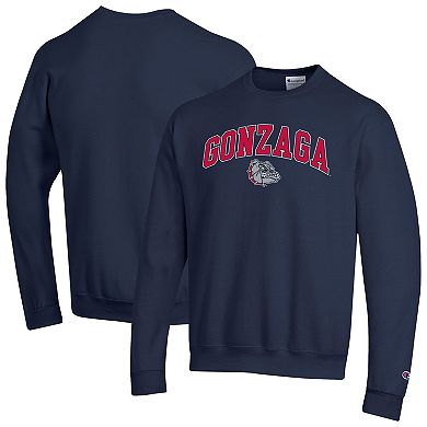Men's Champion Navy Gonzaga Bulldogs Arch Over Logo Pullover Sweatshirt