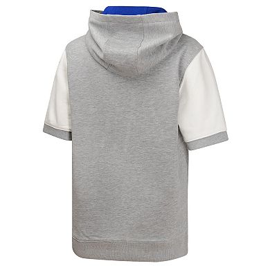 Youth Heather Gray Chicago Cubs Line Up Short Sleeve Pullover Hoodie