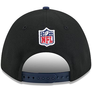 Men's New Era Black/College Navy Seattle Seahawks 2025 NFL Draft 9FORTY A-Frame M-Crown Adjustable Hat
