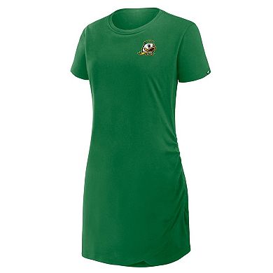Women's Fanatics Green Oregon Ducks Ruched Drape T-Shirt Dress