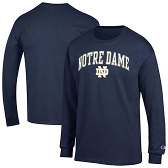 Men's Champion Navy Notre Dame Fighting Irish Arch Over Logo Long Sleeve T-Shirt