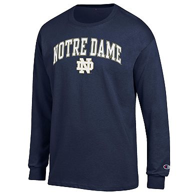 Men's Champion Navy Notre Dame Fighting Irish Arch Over Logo Long Sleeve T-Shirt