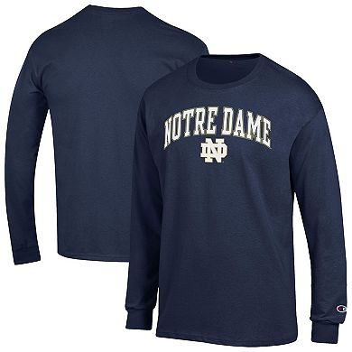 Men's Champion Navy Notre Dame Fighting Irish Arch Over Logo Long Sleeve T-Shirt