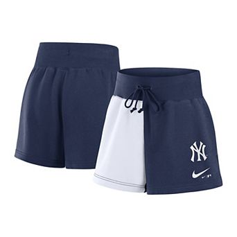 Women's Nike Navy/White New York Yankees Color-Block Phoenix Fleece Lounge Shorts