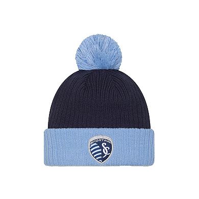 Men's New Era Light Blue Sporting Kansas City 2025 Jersey Hook Cuffed Knit Hat with Pom