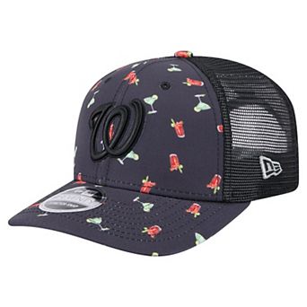 Men's New Era Black Washington Nationals Adventure Drinks Pattern 9SEVENTY Stretch-Snap Hat