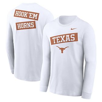 Men's Nike White Texas Longhorns Two-Hit Classic Location Long Sleeve T-Shirt