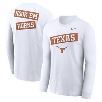 Men's Nike White Texas Longhorns Two-Hit Classic Location Long Sleeve T-Shirt