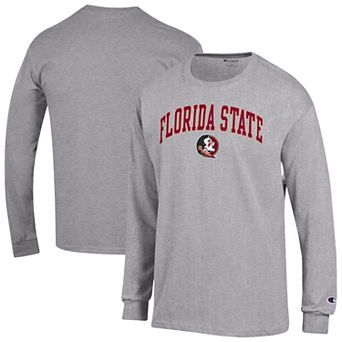Men's Champion Heather Gray Florida State Seminoles Arch Over Logo Long Sleeve T-Shirt