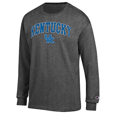 Men's Champion Heather Charcoal Kentucky Wildcats Arch Over Logo Long Sleeve T-Shirt