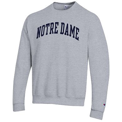 Men's Champion Heather Gray Notre Dame Fighting Irish Basic Arch Fleece Pullover Sweatshirt