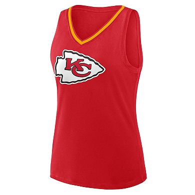 Women's Red Kansas City Chiefs Plus Size Stellar Win V-Neck Tank Top