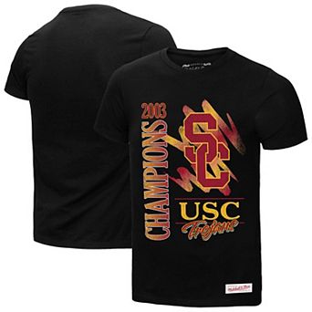 Men's Mitchell & Ness Black USC Trojans Retro Brush Mineral Wash T-Shirt