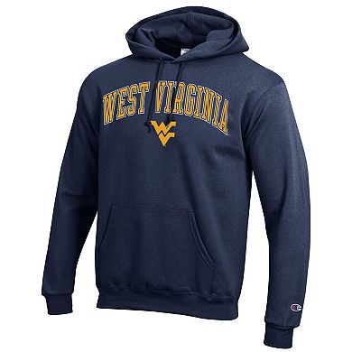Men's Champion Navy West Virginia Mountaineers Arched Logo Fleece Pullover Hoodie