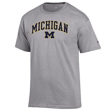 Men's Champion Heather Gray Michigan Wolverines Arch Over Logo T-Shirt