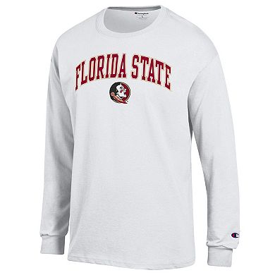Men's Champion White Florida State Seminoles Arch Over Logo Long Sleeve T-Shirt
