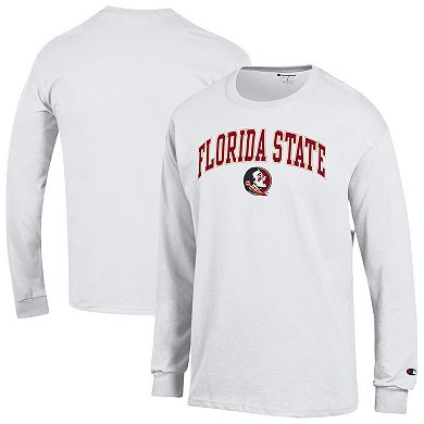 Men's Champion White Florida State Seminoles Arch Over Logo Long Sleeve T-Shirt