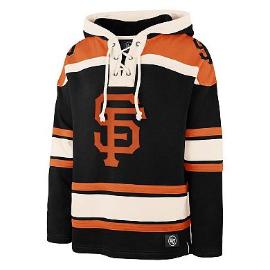 Men's '47 Black San Francisco Giants Superior Lacer Pullover Hoodie