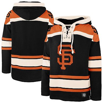 Men's '47 Black San Francisco Giants Superior Lacer Pullover Hoodie