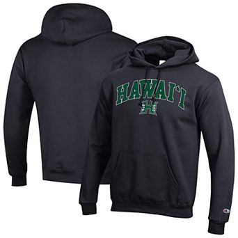 Men's Champion Black Hawaii Rainbow Warriors Arched Logo Fleece Pullover Hoodie