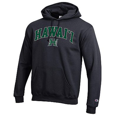 Men's Champion Black Hawaii Rainbow Warriors Arched Logo Fleece Pullover Hoodie