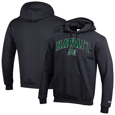 Men's Champion Black Hawaii Rainbow Warriors Arched Logo Fleece Pullover Hoodie