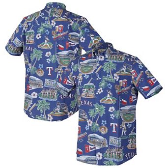 Men's Reyn Spooner Royal Texas Rangers Scenic Tri-Blend Performance Button-Up Top