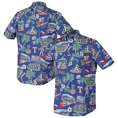 Men's�Reyn Spooner Royal Texas Rangers Scenic Tri-Blend Performance Button-Up Top