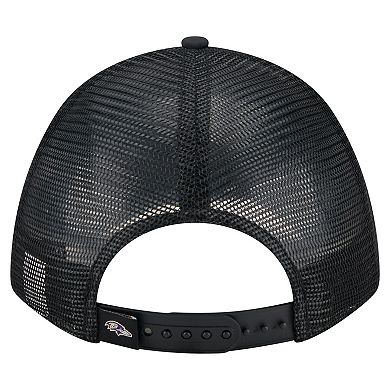 Men's New Era Black Baltimore Ravens Active Minimalist M-Crown A-Frame 9FORTY Adjustable Hat