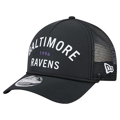 Men's New Era Black Baltimore Ravens Active Minimalist M-Crown A-Frame 9FORTY Adjustable Hat