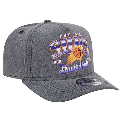 Men's New Era Charcoal Phoenix Suns Throwback Washed Pre-Curved 9FIFTY Snapback Hat